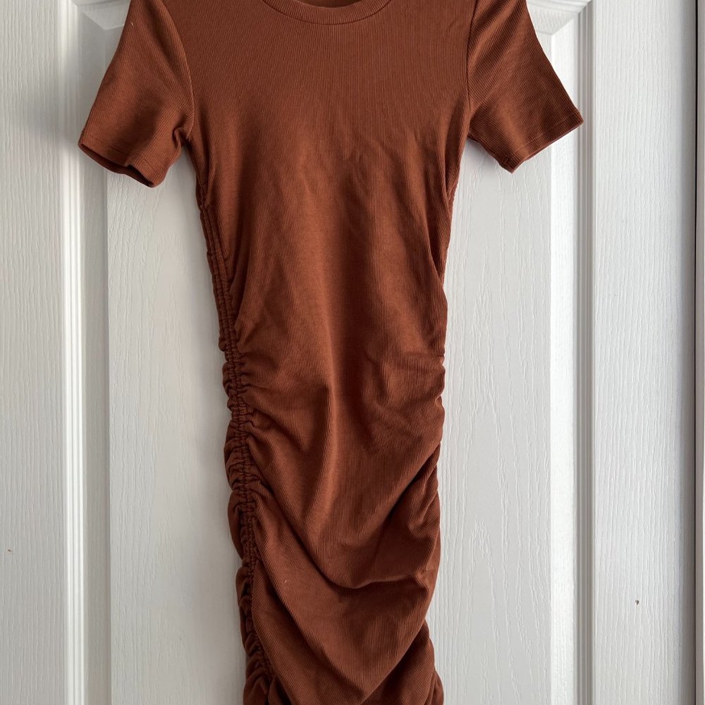 Zara Ruched Ribbed Dress Size S - Picture 2 of 5